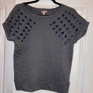 Juicy Couture short sleeve sweatshirt material with jewels, size small.